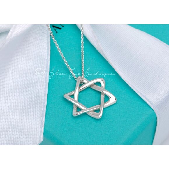 Tiffany & Co. "Star of David" Necklace Elsa Peretti Vintage Pendant Silver 18mm - Picture 1 of 7